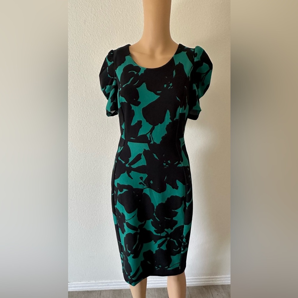Calvin Klein Black and Green Midi Dress